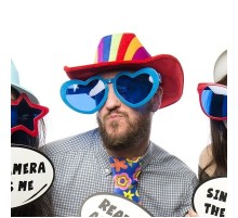 Mavi Renk Mega Boy Jumbo Kalp Şekilli Parti Gözlüğü