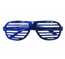 Metalize Panjur Şekilli Parlak Parti Gözlüğü Mavi Renk 15x6