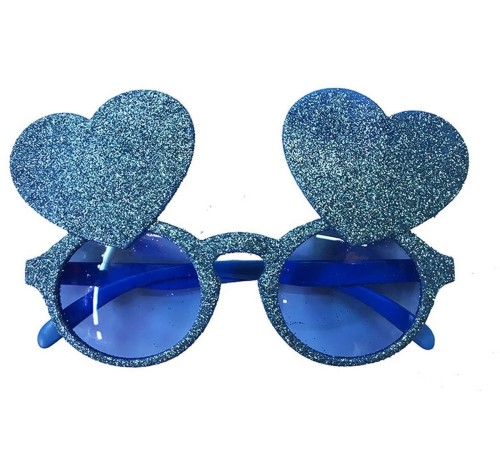 toptan-xml-dropshipping-Mavi Renk Sim İşlenmiş Kalp Figürlü Yılbaşı Parti Gözlüğü