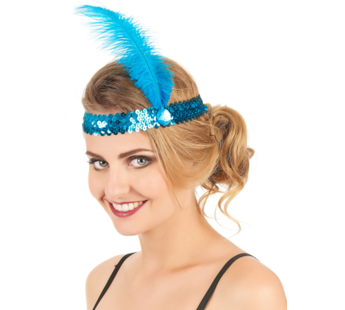 toptan-xml-dropshipping-Mavi Renk Tüylü Çarliston Saç Bandı