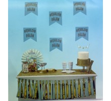 Mavi Üzeri Gümüş Renk Hoşgeldin Oğlum Flama