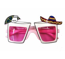 Meksika Şapkalı Tekila Parti Gözlüğü Pembe Renk