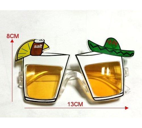 toptan-xml-dropshipping-Meksika Şapkalı Tekila Parti Gözlüğü Gold Renk