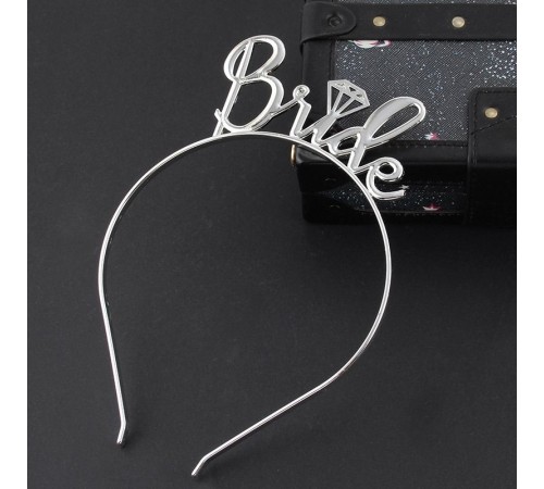 toptan-xml-dropshipping-Gümüş Renk Bride Yazılı Metal Gelin Tacı Bride Taç