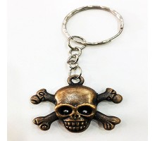 Metal Malzemeden İmal Kuru Kafa Korsan Anahtarlık Bakır Renk