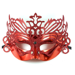 Metalik Kırmızı Renk Masquerade Kelebek Simli Parti Maskesi 23x14 cm