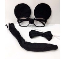 Mickey Mouse Gözlüğü Papyonu Kuyruğu Seti