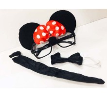 Minnie Mouse Gözlüğü Papyonu Kuyruğu Seti