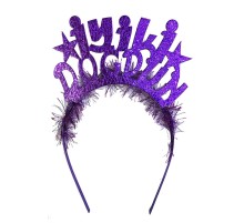 Mor Renk İyiki Doğdun Yazılı Eva Doğum Günü Parti Tacı