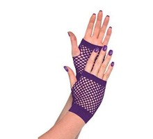 Mor Renk Kısa Boy Fileli Örgü Eldiven