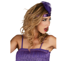 Mor Renk Tüylü Çarliston Saç Bandı