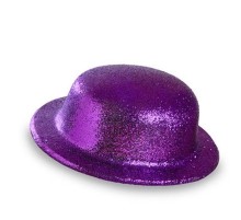 Mor Renk Yuvarlak Simli Plastik Parti Şapkası