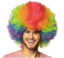 Neon Gökkuşağı Renk Kıvırcık Mega Boy Afro Bonus Peruk