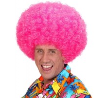 Neon Pembe Renk Kıvırcık Mega Boy Afro Bonus Peruk
