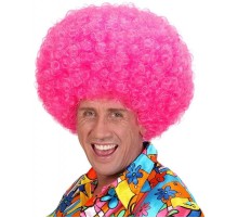 Neon Pembe Renk Kıvırcık Mega Boy Afro Bonus Peruk
