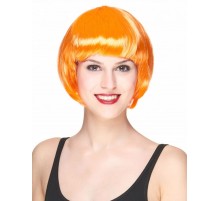 Neon Turuncu Renk Açık Turuncu Küt Parti Peruğu Kısa Takma Saç