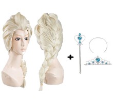 Örgülü Karlar Ülkesi Frozen Elsa Peruğu Tacı ve Sopası Çocuk Boy