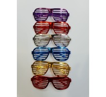 Metalize Panjur Şekilli Parlak Parti Gözlüğü 6 Renk 15x6
