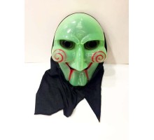 Siyah Kapşonlu Karanlıkta Parlayan Neon Glow Testere Saw Maskesi