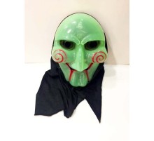 Siyah Kapşonlu Karanlıkta Parlayan Neon Glow Testere Saw Maskesi