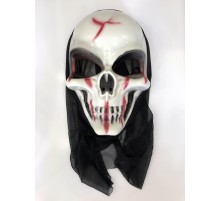 Pelerinli Kanlı Surat Kırmızı Şerit Korku Maskesi