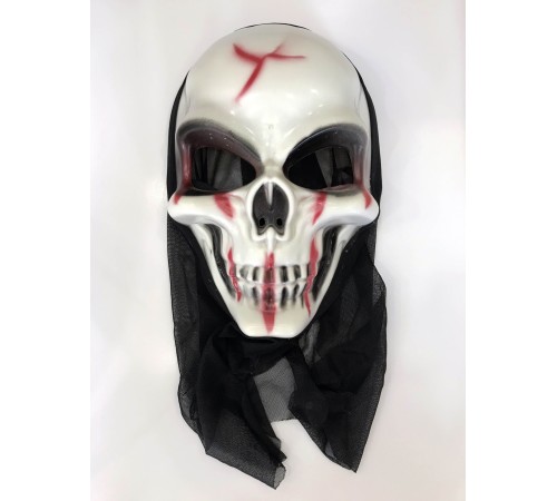 toptan-xml-dropshipping-Pelerinli Kanlı Surat Kırmızı Şerit Korku Maskesi