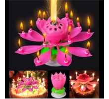 Pembe Işıklı Müzik Sesli Doğum Günü Pasta Mumu Büyük Boy