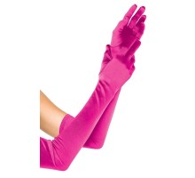 Pembe Renk Ekstra Lüks Parlak Uzun Boy Saten Eldiven-530