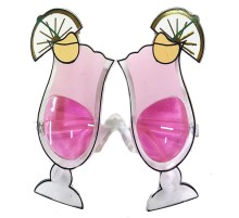 Pembe Renk Kokteyl Temalı Yılbaşı Parti Gözlüğü