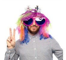 Pembe Renk Mega Boy Jumbo Kalp Şekilli Parti Gözlüğü