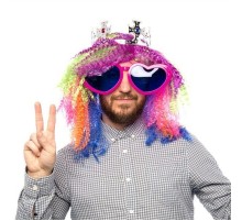 Pembe Renk Mega Boy Jumbo Kalp Şekilli Parti Gözlüğü