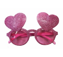 Pembe Renk Sim İşlenmiş Kalp Figürlü Yılbaşı Parti Gözlüğü