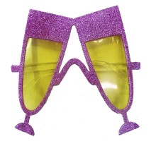 Pembe Renk Simli Kadeh Tekila Şekilli Parti Gözlüğü