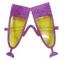 Pembe Renk Simli Kadeh Tekila Şekilli Parti Gözlüğü