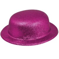Pembe Renk Yuvarlak Simli Plastik Parti Şapkası