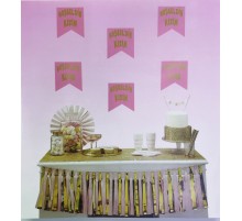 Pembe Üzeri Altın Hoşgeldin Kızım Flama Süs