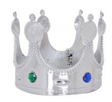 Plastik Kral Tacı Gümüş Renk Yetişkin 55 cm