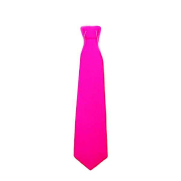 toptan-xml-dropshipping-Plastik Parti Kravatı Neon Pembe Renk 12 Adet