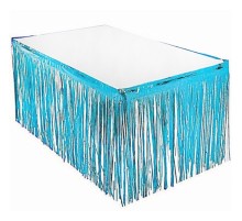 Püsküllü Işıltılı Metalize Mavi Renk Masa Eteği 75 cm x 4 m