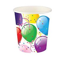 Rengarenk Balonlu Karton Bardak 200cc-8oz 8li