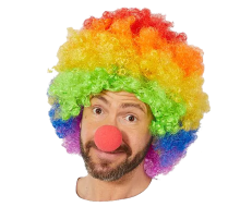 Rengarenk Gökkuşağı Afro Bonus Peruk ve Kırmızı Renk Sünger Burun 120 gr