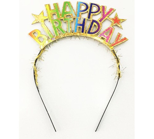 toptan-xml-dropshipping-Rengarenk Happy Birthday Yazılı Altın Renk Unicorn Doğum Günü Tacı