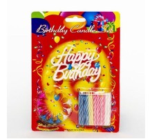 Rengarenk Mumlu Beyaz Happy Birthday Yazılı Doğum Günü Mumu 12 Adet