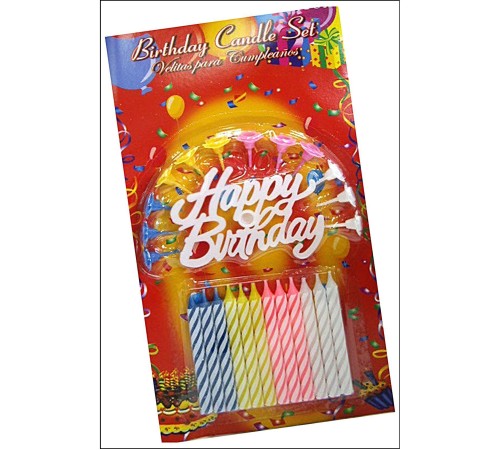 toptan-xml-dropshipping-Rengarenk Mumlu Beyaz Happy Birthday Yazılı Doğum Günü Mumu 12 Adet