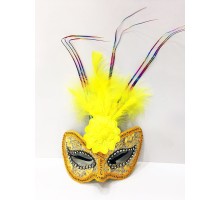 Renkli Tel İşlemeli Güllü Kırılmaz Eva Altın Parti Maskesi 20X25 cm