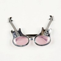 Rockn Roll Retro Gitar Şekilli Parti Gözlüğü Gümüş Renk