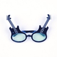 Rockn Roll Retro Gitar Şekilli Parti Gözlüğü Mavi Renk
