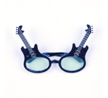 Rockn Roll Retro Gitar Şekilli Parti Gözlüğü Mavi Renk