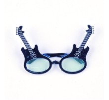 Rockn Roll Retro Gitar Şekilli Parti Gözlüğü Mavi Renk