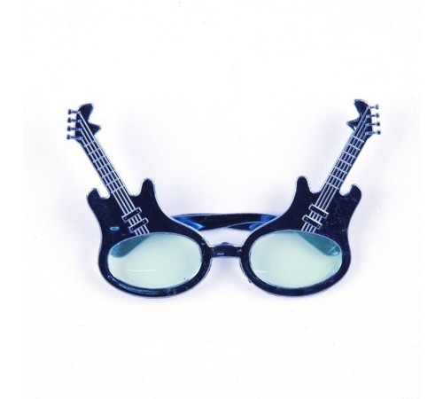 toptan-xml-dropshipping-Rockn Roll Retro Gitar Şekilli Parti Gözlüğü Mavi Renk